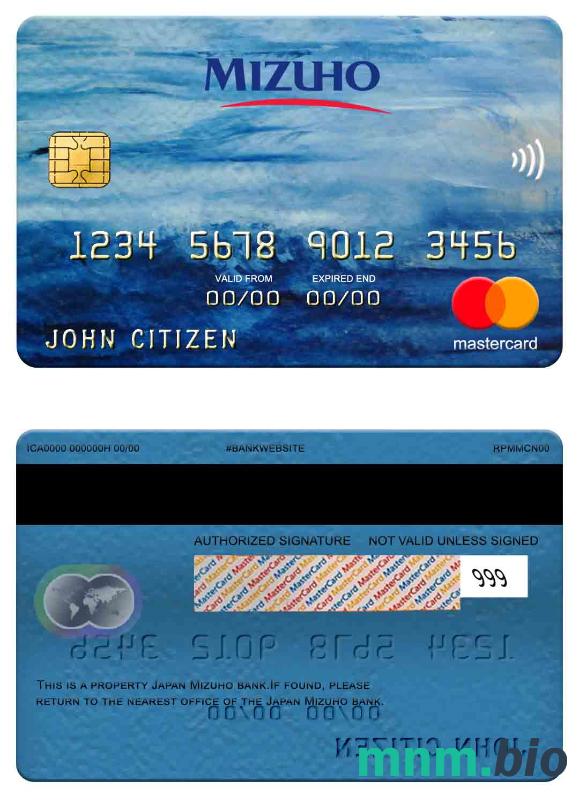 Japan Mizuho bank przykład karty mastercard w formacie PSD